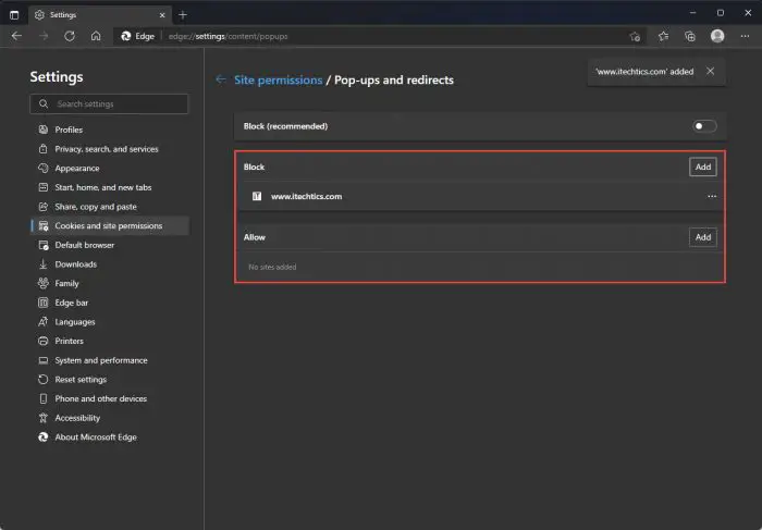 How to Disable Pop-Up Blockers in Web Browsers 6 边缘有选择性