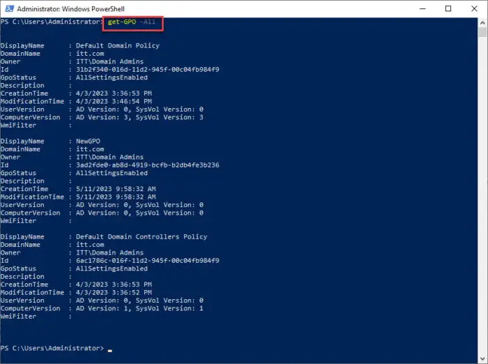 列出所有在PowerShell GPO的细节