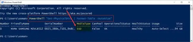 确定使用PowerShell的媒体类型