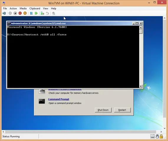 Windows 7的命令来解决黑屏
